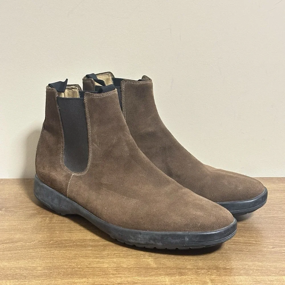 Polo Ralph Lauren Chelsea Boots Men's 13 Brown Pull On Calf Suede Ankle Italy